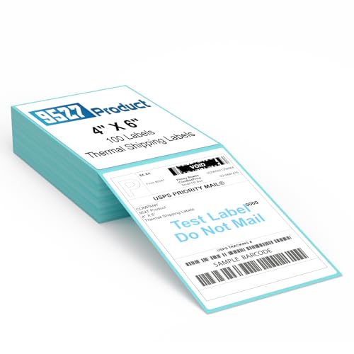 Fanfold 4 x 6 Direct Thermal Labels with Blue Background Paper Perforated Shipping Labels for Thermal Printers (Blue / 1 Stacks | 100 Labels)