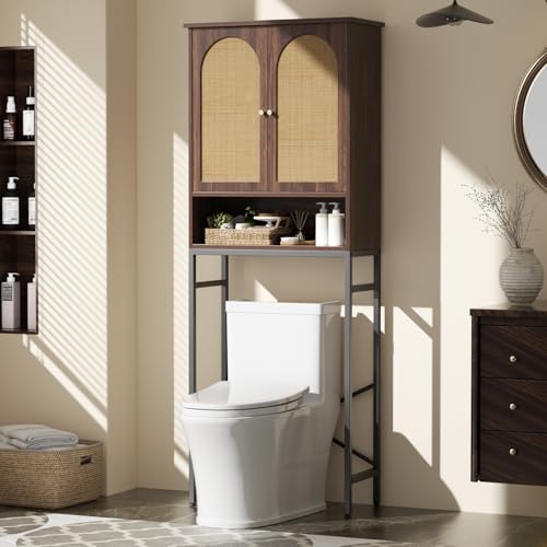 Rattan Toilet Storage Cabinet (Brown)