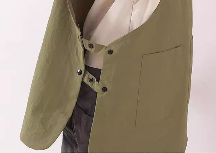 Waterproof Reversible Adjustable Bib Apron with 3 (3 Pockets Green)