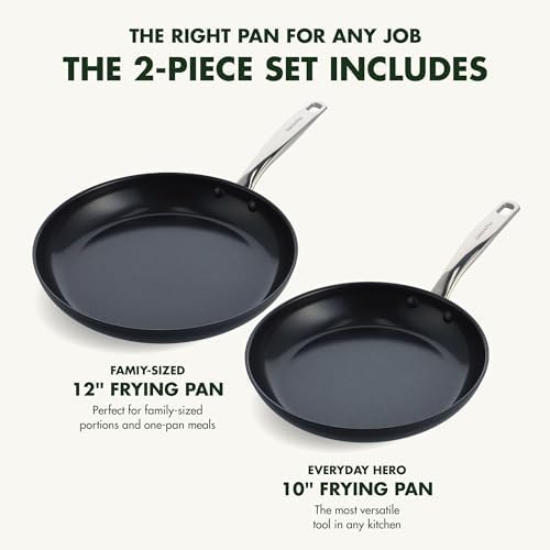Chatham Prime Midnight Hard Anodized Healthy Ceramic Nonstick (10" and 12" Frying Pan Skillet Set)