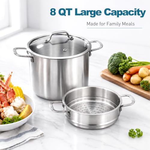 8 Quart Tri Ply 18 (Silver / 8 Quarts)