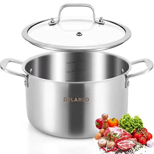 Tri ply Stainless Steel 5 Quart Heavy Duty Induction Stock Pot (Silver / 5 Quarts)