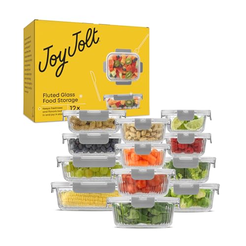 24pc Borosilicate Glass Storage Containers with Lids (Gray)