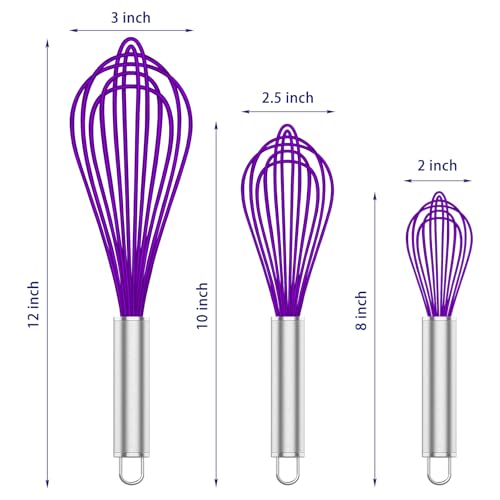 Purple Silicone Whisk Set of 3 (Premium(Purple Pack))