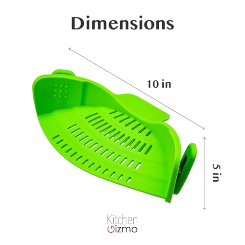 Snap N' Strain Clip On Strainer for Pots and Pans (Lime Green)