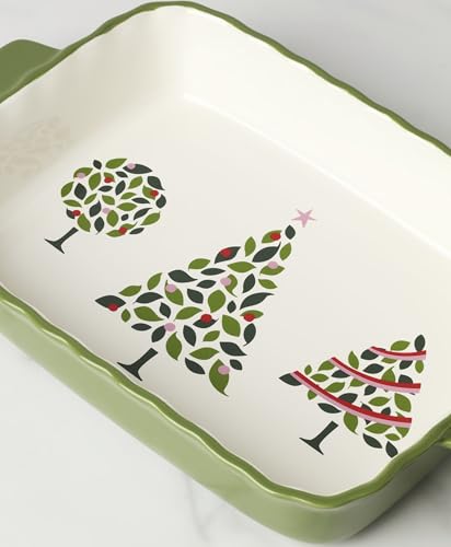 Evergreen Rectangular Scallop Christmas Baking Dish (Rectangular Scallop Baking Dish)