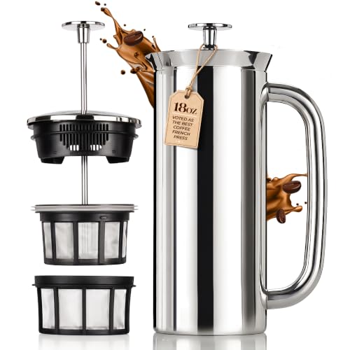 P7 French Press (18 oz / Polished Stainless Steel)