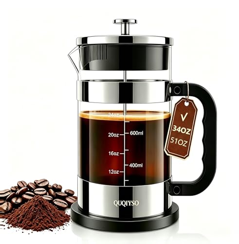 French Press Coffee Maker 34oz (New Style Sliver / 34oz)