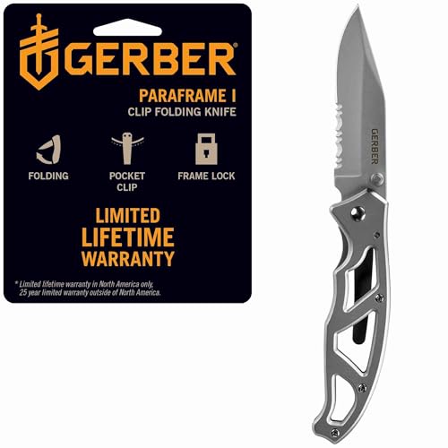 Gear Paraframe I EDC Folding Pocket Knife (0.5" / Paraframe I (Serrated Edge - Gray))