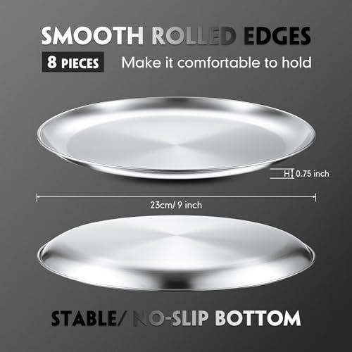 8 Pieces Silver Pizza Pans 9 Inch Bakeware (8 Count)
