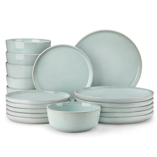 ANYA 18 Pieces Plates and Bowls Set (Mint Green / 18 Pcs (Service for 6))