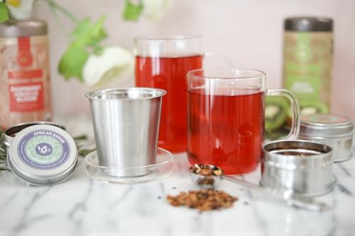 Premium Borosilicate Glass Mug with Stainless Steel Loose Leaf Tea Infuser and Lid (8 fl oz)