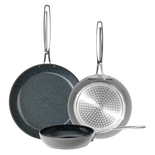 3-Piece 8”, 10”, 12” Forged Lightweight Frying Pan Set (3pc Fry Pan Set / Cool Gray)