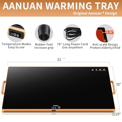 Warming Trays for Buffets Party (Black / Extra Large-32"x18")