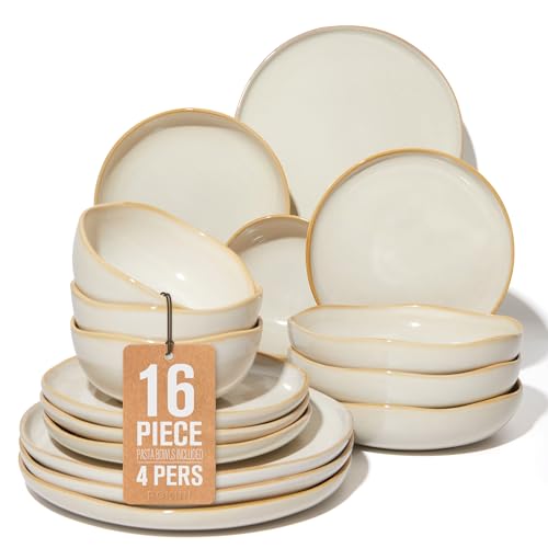 Plates and Bowls Sets (Yellow White / Set (16pcs))