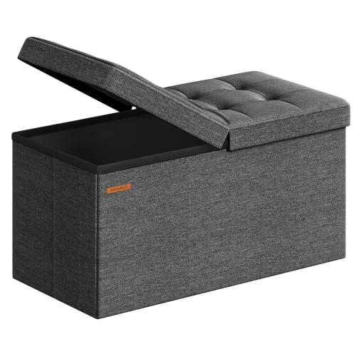 30 Inches Storage Ottoman (Dark Gray / 15"D x 30"W x 15"H (with Flipping Lid))