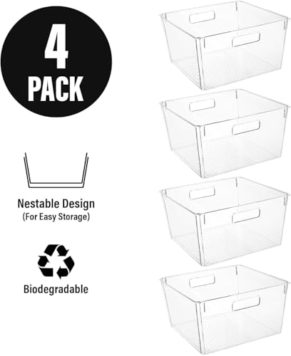 Extra Large Clear Plastic Storage Bins (12.6 X 12.6 X 7)