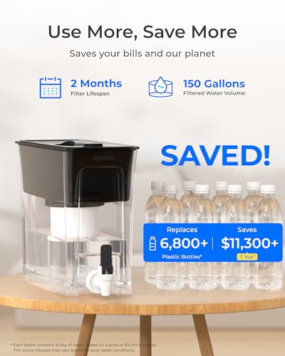 WFD-02L 35-Cup Water Filter Dispenser, Fluoride Reduction, Black (Black)