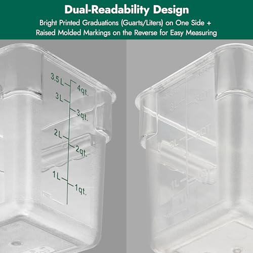 8 Pack 2 Qt NSF Clear Polycarbonate Food Storage Containers with Green Lids (2.0 Qt 8-Pack(Green Lids))