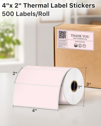 4x2 Inch Thermal Labels (4"x2" / Pink)