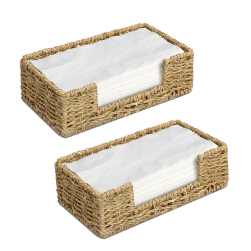 Tissue Holder Wicker Woven Basket Bathroom Decor Hand Towel Toilet Paper (L9.3" X W5.5" X H2.8")