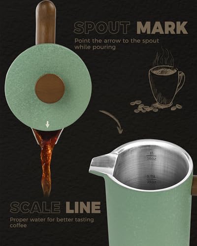 POLIVIAR French Press Coffee Maker (Crack Green)
