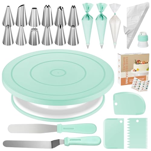 71 Cake Decorating Kit Baking Supplies Tools for Beginners & Pros (Green)