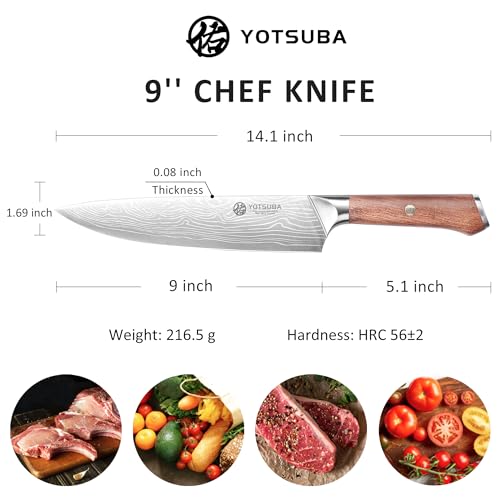 9 Inch Japanese Chef Knife with Full Tang Rosewood Handle (9 inch chef knife)
