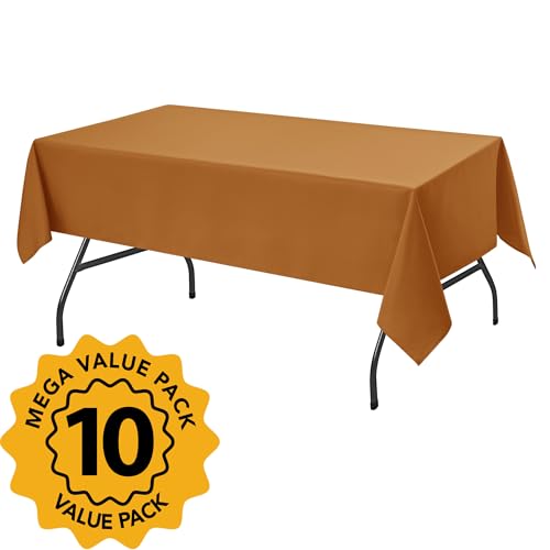 10 Pack Bronze Tablecloths for Rectangle Tables (Bronze / 60x102 In, 10 Pack)