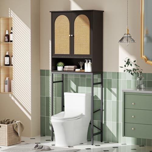 Rattan Toilet Storage Cabinet (Rattan Door-black)