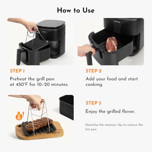 Cast Iron Grill Pan for 4QT+ Square Air Fryers