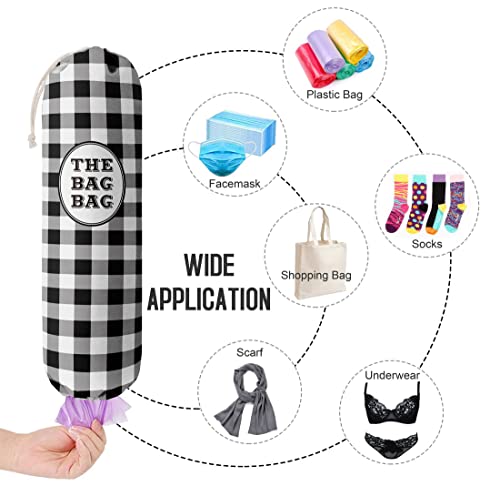 THE BAG BAG Plastic Bag Holder (Black White Plaid)