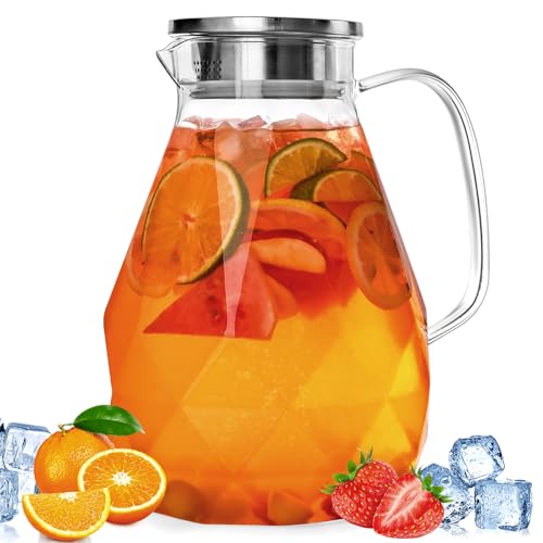 Glass Pitcher with Lid (128oz Diamond)