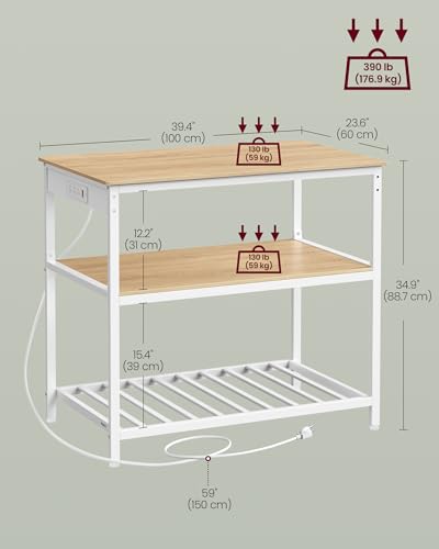 Kitchen Island with 3 Shelves