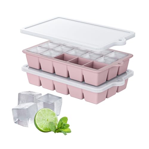 Silicone Ice Cube Tray 2 Pack (Ice Cube Tray 2 Pack / Pink+Pink)