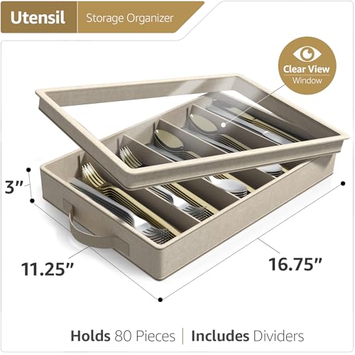 Flatware Storage Box (Beige / 1 Piece Silverware Storage)