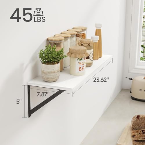 White Deep Floating Shelves for Wall