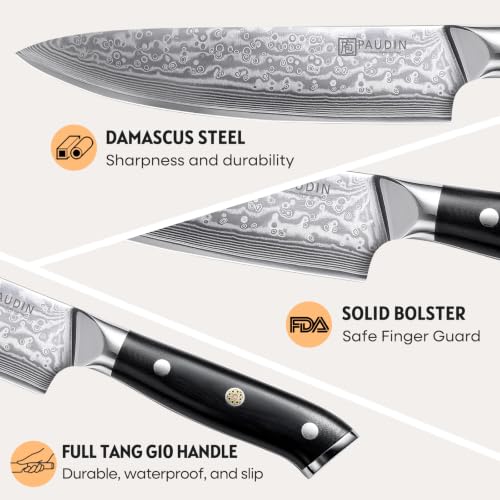 3 Pieces Chef Knife Set (Black,Silver)