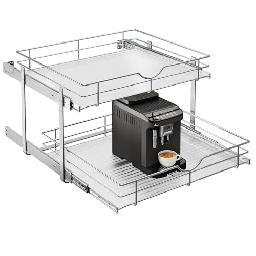 2 Tier Kitchen Cabinet Pullout Shelf and Drawer Organizer (W26 (26"W x 22"D) / 2 Tiers)