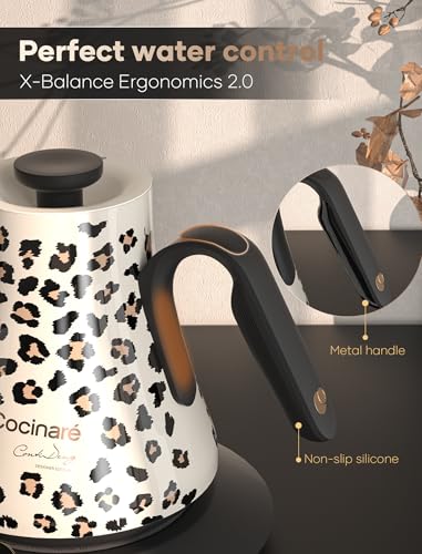 Color Changing Gooseneck Electric Kettle for Precision Brewing (Oat Leopard)