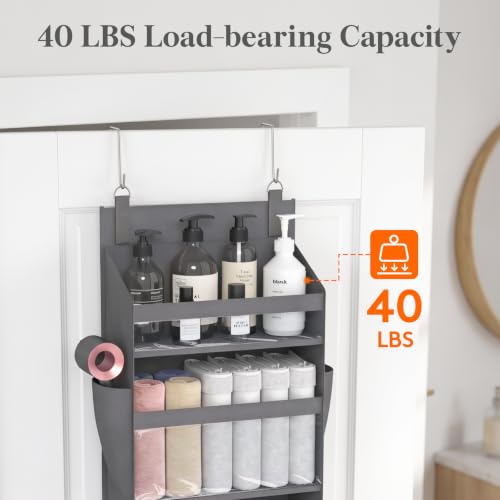 1 Pack Over the Door Organizer 4 Section Hanging Storage (Dark Gray / 4 Section)