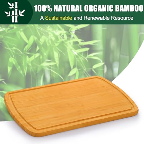 Extra Large Bamboo Cutting Boards for Kitchen (Single-Tone / 18"L x 12.5"W)