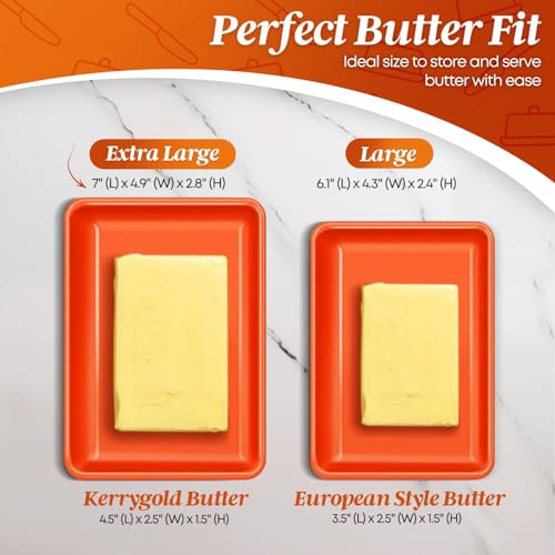 Extra Large Ceramic Butter Dish with Lid (Orange / Extra Large)