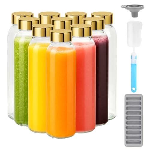 18 oz Glass Juice Bottles with Gold Lids