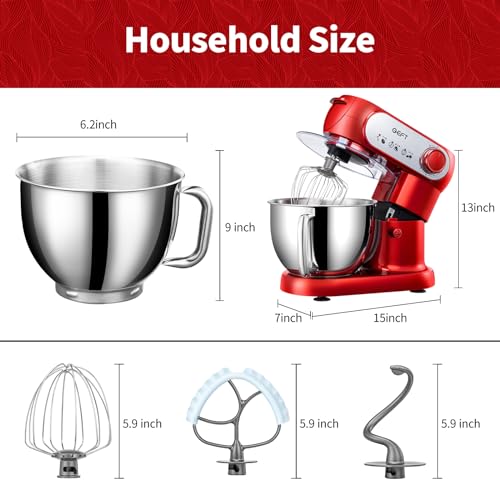 Stand Mixer 6QT Mixers Kitchen Electric Stand Mixer (Red / One Bowl (6QT))