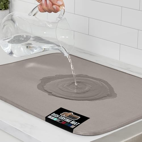 Ultra Absorbent Microfiber Dish Drying Mat (18" x 24" / Microfiber / Almond)