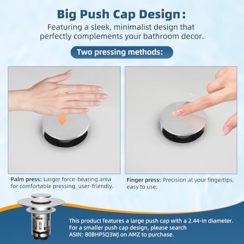 2 Pack Upgraded 3 in 1 Bathroom Sink Drain Strainer (Chrome)