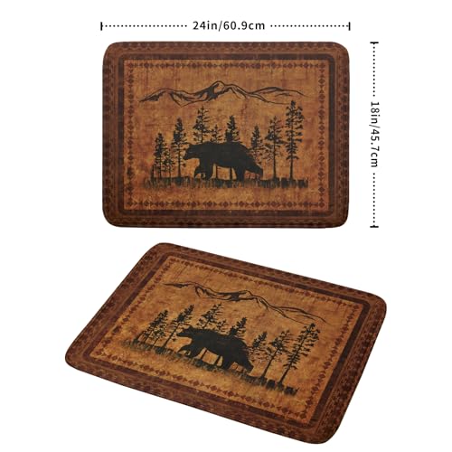 Forest Bear Dish Drying Mat 18x24 Inch Rustic Cabin Washable Microfiber Absorbent Dishes Drainer Rack Pad for Kitchen Counter Home Decor (Retro Forest Bear / 18" x 24")