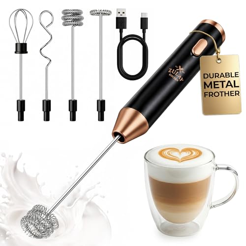 Rechargeable Milk Frother Handheld (Ultra Black Copper / Rechargeable Z1 Motor Max)