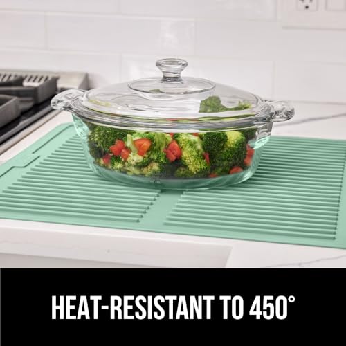 Patented BPA Free Silicone Dish Drying Mat (16" x 12" / Silicone / Mint)
